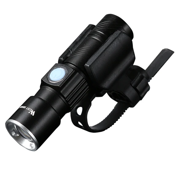 Black WEST BIKING велосипедный светильник с подзарядкой от USB, растягивающийся зум 200 м, водонепроницаемый велосипедный передний светодиодный светильник-вспышка, велосипедный светильник - Цвет: Black