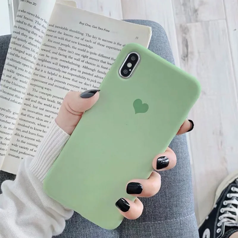 Чехол для телефона XS Max с милым сердечком iPhone XR жидкий силиконовый мягкий чехол xs x