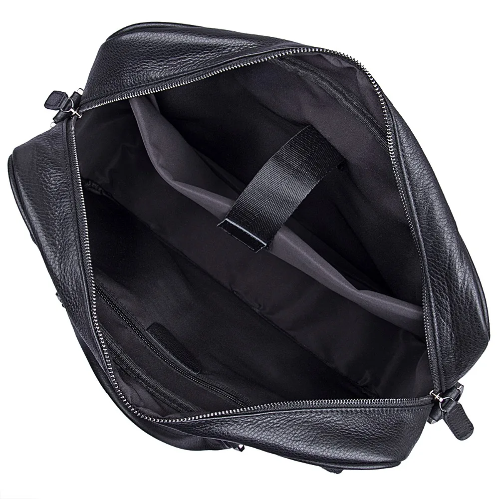 Мужской черный портфель из натуральной кожи J. M.d 100%|leather laptop bag|black briefcasegenuine leather bag |