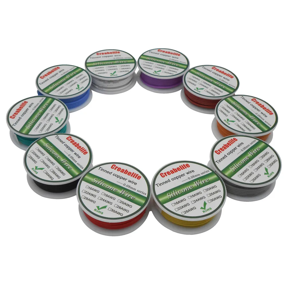 

30m 20 AWG Flexible Silicone Wire 5 Colors RC Cable Line With Spool Package 1 / Package 2 Tinned Copper Wire Electrical Wire