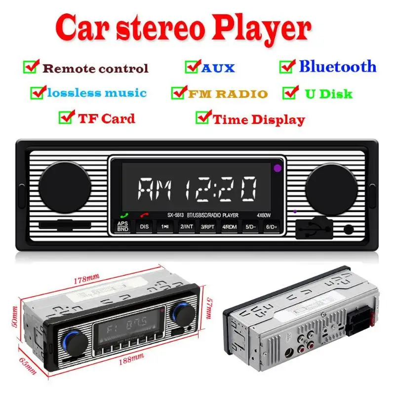 Автомобильный стерео MP3 плеер с ЖК дисплеем SWM 5513 FM радио Bluetooth 4 0 USB вход