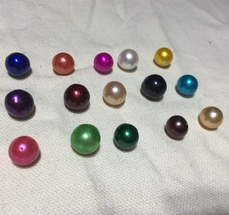 

Wholesale 9-12mm Loose Pearl Near Round EDISON Pearl Freshwater Pearl Beads Dyed Colorful Loose Pearl Beads 30pcs/lot