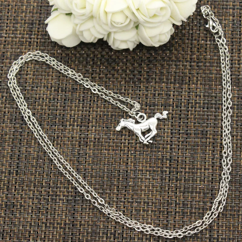 New Fashion Running Horse Steed Pendants Round Cross Chain Short Long Mens Womens DIY Silver Color Necklace Jewelry Gift | Украшения и