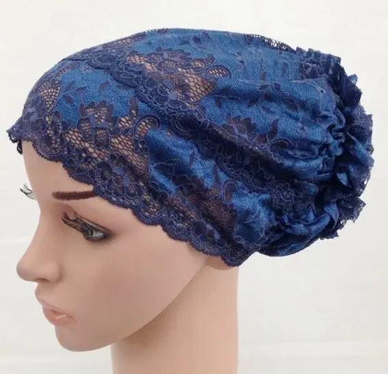 Цветок шляпа мусульманские банданы хиджаб underscarf Мусульманской Уммы кружева
