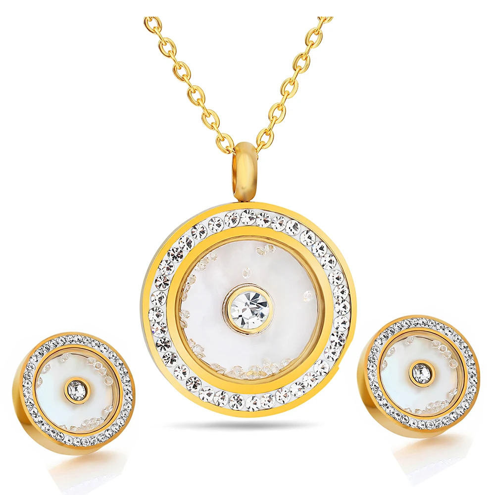 Комплект из колье и серёг нержавеющей стали 316L|wedding jewelry sets|jewelry setscrystal |