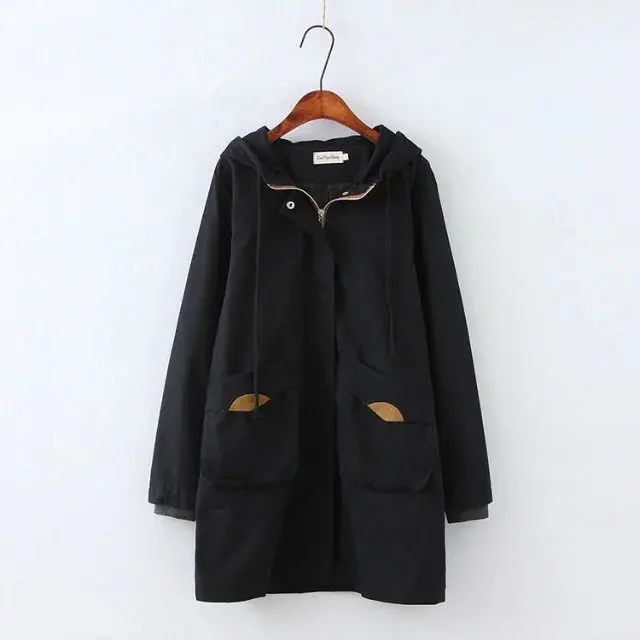 NXH plus size cotton trench coat windbreaker long coats oversize loosen women clothes 2018 | Женская одежда