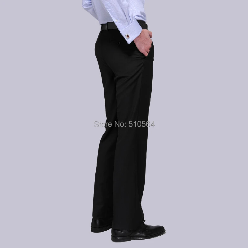 Free shipping 2014 custom made wool fabric men black pants weding business | Мужская одежда