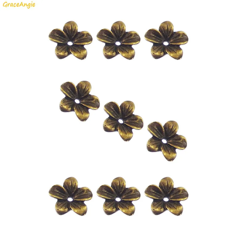 GraceAngie 60 шт. бусины в форме цветка металл античная бронза DIY мини ремесла