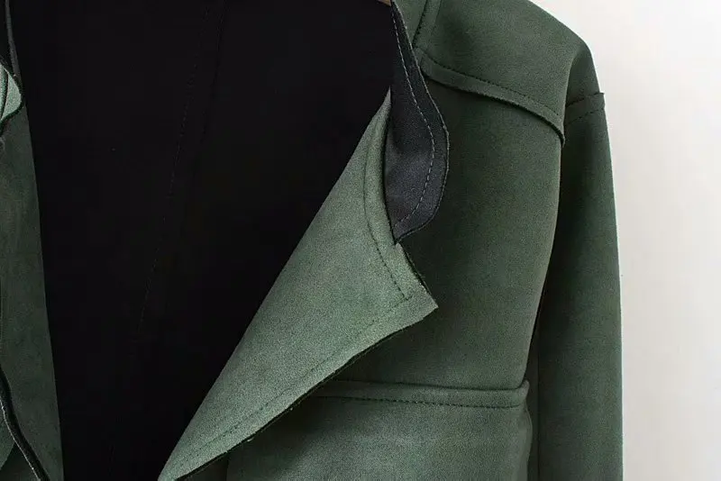 Повседневное женские куртки замшевые пальто размера плюс XXXL однотонные короткие Стиль карманы куртка, Изготовленная с применением техники Открытый шов верхняя одежда SWM1205