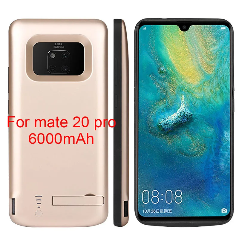 Gold For mate20 pro Mate 20 чехол для внешнего зарядного устройства 5000 мАч/6000 мАч чехол для зарядки аккумулятора для huawei mate 20 Pro Чехол для аккумулятора с держателем для телефона - Цвет: Gold For mate20 pro