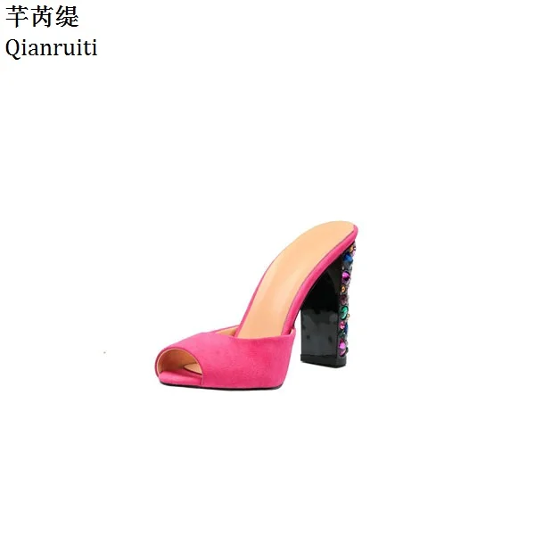 Qianruiti Fuschia/женские туфли-лодочки из искусственной замши с ремешком на пятке