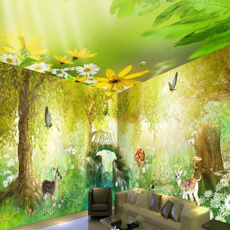 Фото обои 3D стерео сказочный путь лес студия офис лобби на заказ спальня кафе