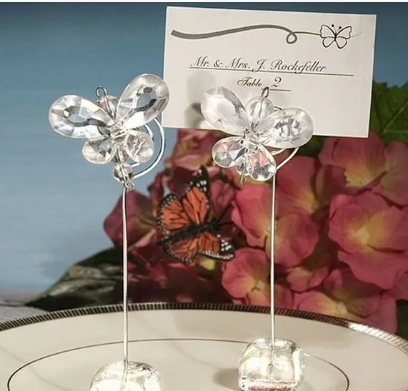 

Wedding decoration party favors - Exquisite Pink Crystal Butterfly Place name Card Holders table number card holder 80pcs/lot