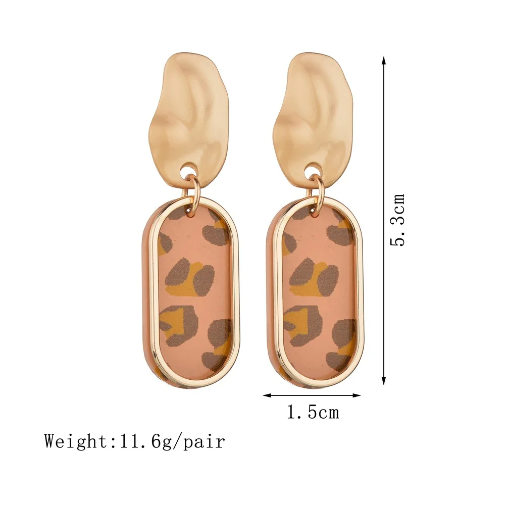 Leopard Print Long Dangle Earrings For Women Vintage Leather Round Square Gold Color Punk Big Drop Earring Jewelry 2019 New | Украшения и
