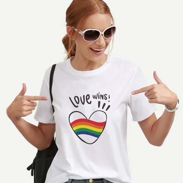 Женские футболки Rainbow Love Wins Женский Топ Is для лесбиянок Радужный футболка Kawaii Femme