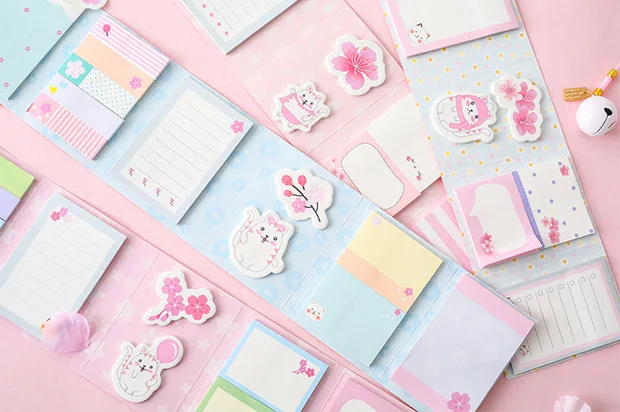 Kawaii Cherry blossoms cat 6 складной блокнот для заметок N Times Sticky Notes memo закладки для блокнота подарок Bullet Journal канцелярские принадлежности