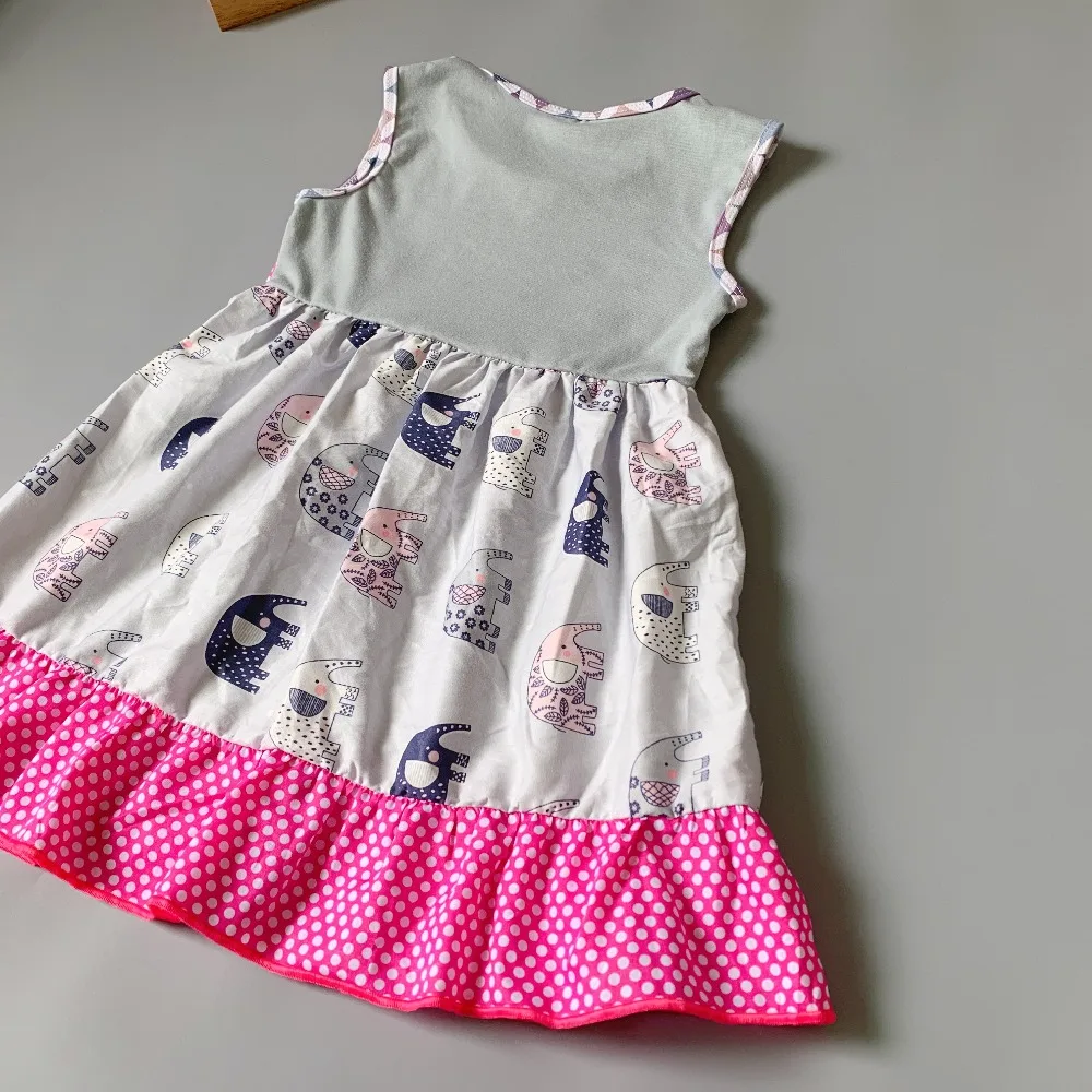 2019 NEW girl baby clothing Summer elephant pattern boutique Infants toddler Kids ruffles little princess dresses frocks | Детская