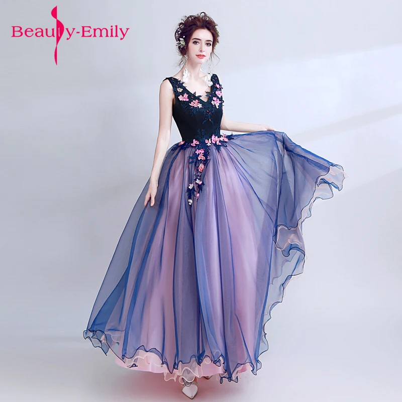 

Элегантные праздничные платья Beauty-Emily, длинные платья для выпускного бала с объемным цветком, шифоновые платья для Бала студентов