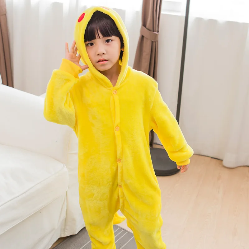 Mother Father Daughter Boy Dresses Family Matching Sleepwear Hooded Pajama Cartoon Animal Yellow Anime Cosplay Pyjama Pijamas | Мать и