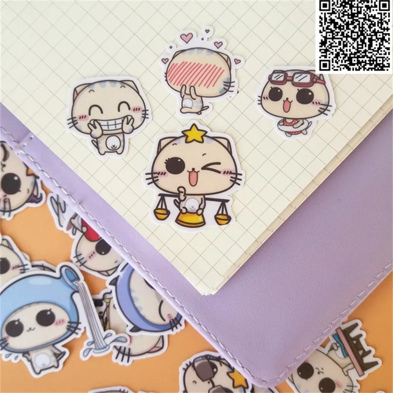 Для выведения токсинов 40 шт Забавный кот на каждый день наклейки для домашнего