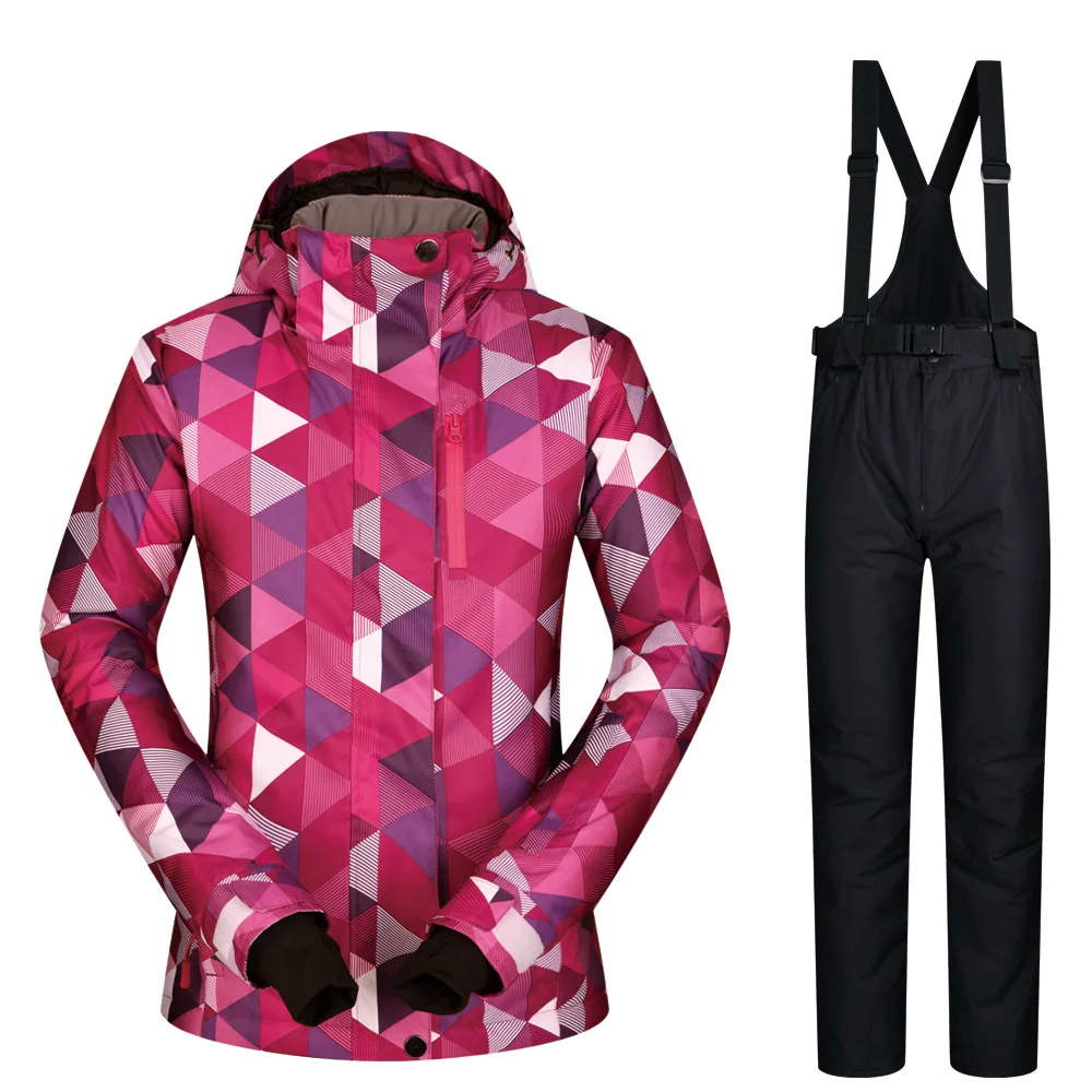 Женский лыжный костюм брендовая зимняя теплая водонепроницаемая и ветрозащитная одежда высокого качества