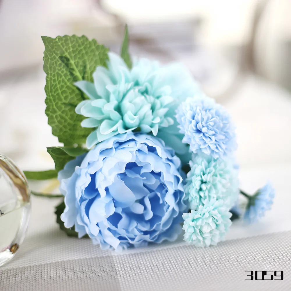 

decor home wedding decoration DIY 5 style Artificial Peony Dahlia Daisy False Blossom Bouquet Flowers Wedding Garden Decor