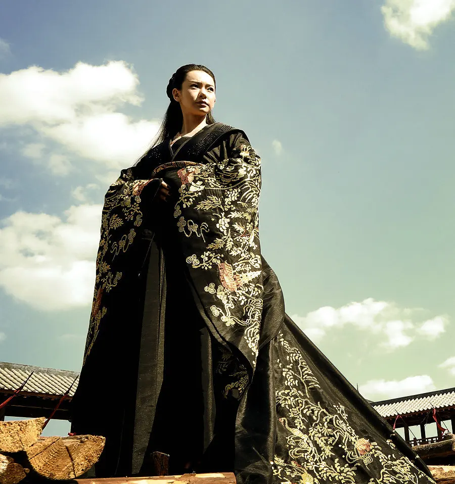 Новый дизайн 2014 искусственная вышивка Женский костюм Hanfu The Holy Guiguzi Navy Black Han Dynasty с