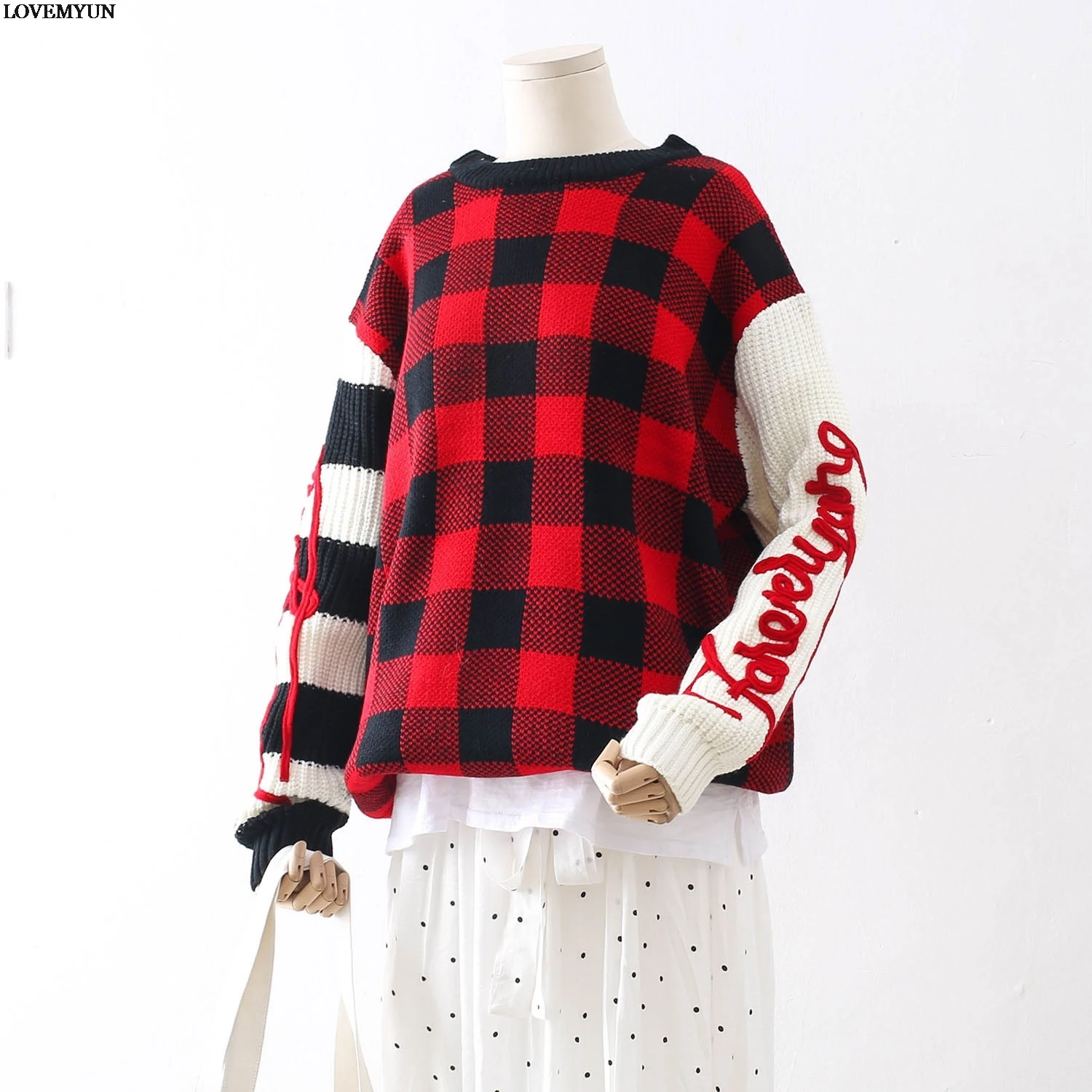 Women Sweater Plaid Tassels Pullover Shirt Embrodiery Sweaters Fashion 2019 Oversized | Женская одежда