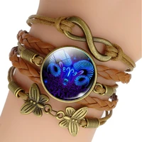 12 zodiac sign woven rope bracelet aquarius pisces aries taurus constellation jewelry birthday gift