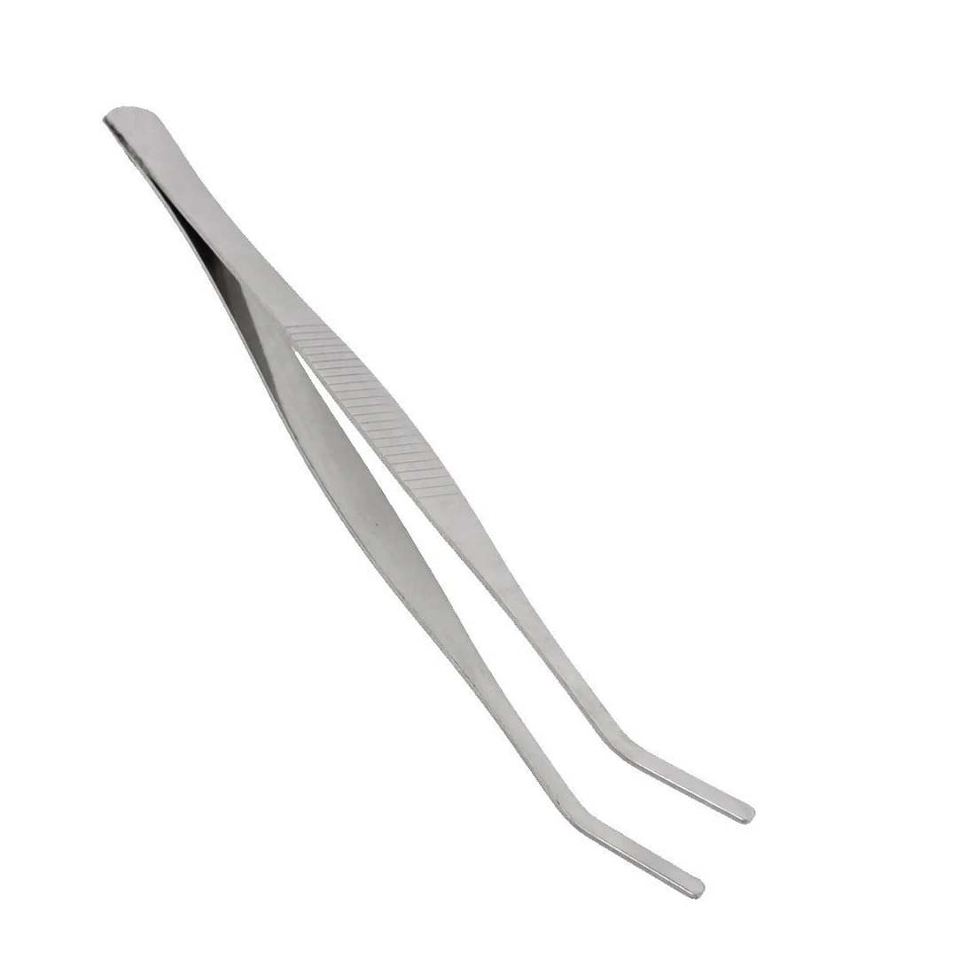 

GTBL Silver tone stainless steel curved oblique tip tweezers tool 18.7cm length