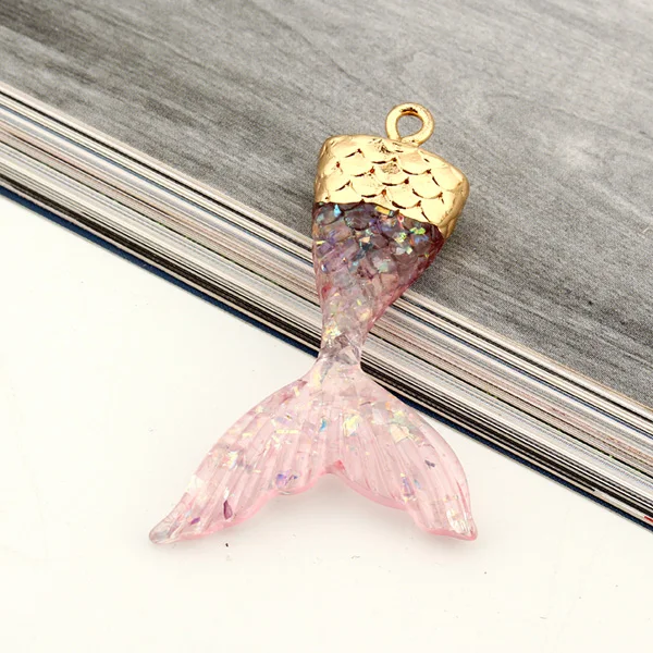 2pcs pink charms-1 2 шт 3D Русалка Тай Смола Серьги Подвески для женщин DIY трендовые животные для ожерелья для ножного браслета ювелирные изделия аксессуары F221 - Окраска металла: 2pcs pink charms-1