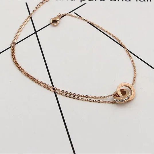 Martick европейский бренд двойные круги цепочка на щиколотке с прозрачными