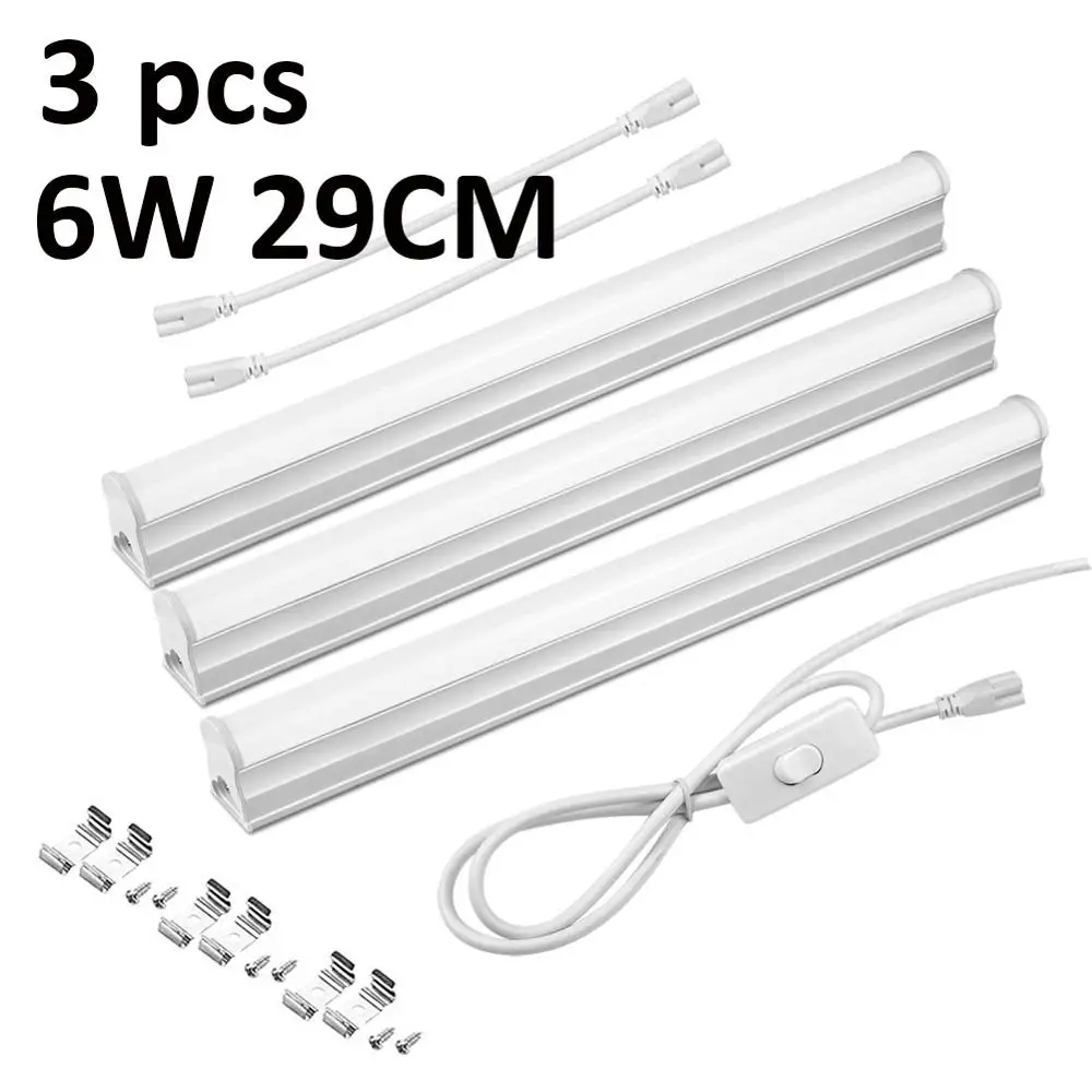 3 PCS 6W 1 комплект, светодиодный ламповый светильник, 220 В, T5, ламповая лампа, светодиодная лампа, leuchtstofflampe для стены, кухни, потолка - Испускаемый цвет: 3 PCS 6W