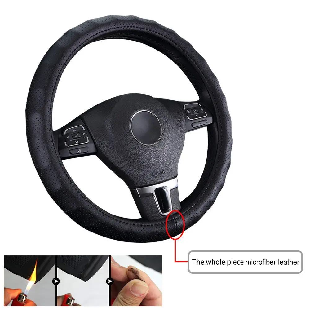 GLCC Автомобильная накладка на руль подходит на 38 см, изготовлена из мягкой микрофибры и кожи, плетеной на руле универсальных аксессуаров для интерьера.