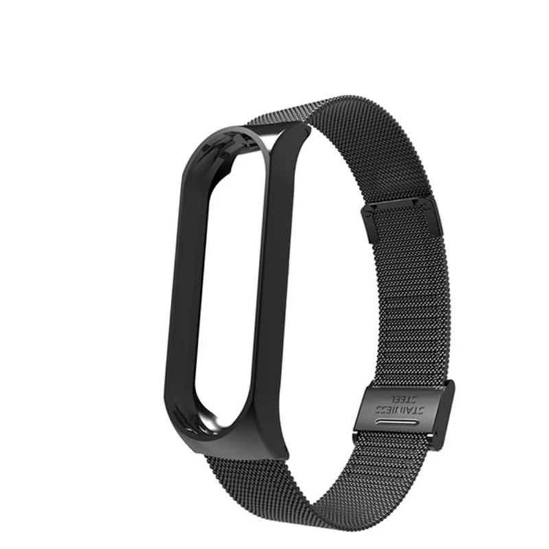 Mi band 4 металлический ремешок для Xiaomi mi Band 4 браслет Безвинтовой Xiaomi mi Band 4 браслет Correa Xio mi Band 4 браслет на запястье из стали - Цвет: BLACK