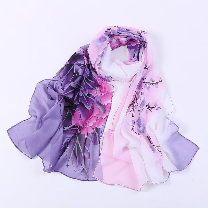 Новинка 2017 Женский шифоновый шелковый шарф новый цветочный принт дамские