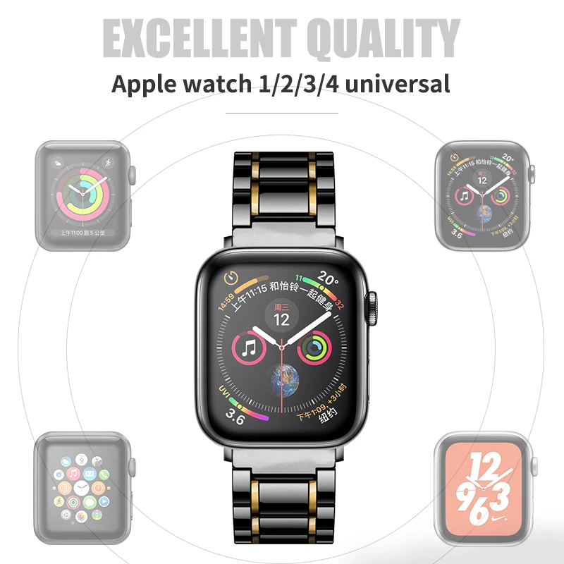 Керамический ремешок watcn для Apple Watch 4 5 44 мм 40 мм браслет для iwatch 3 2 38 мм 42 мм керамический ремешок из нержавеющей стали ремешок для часов