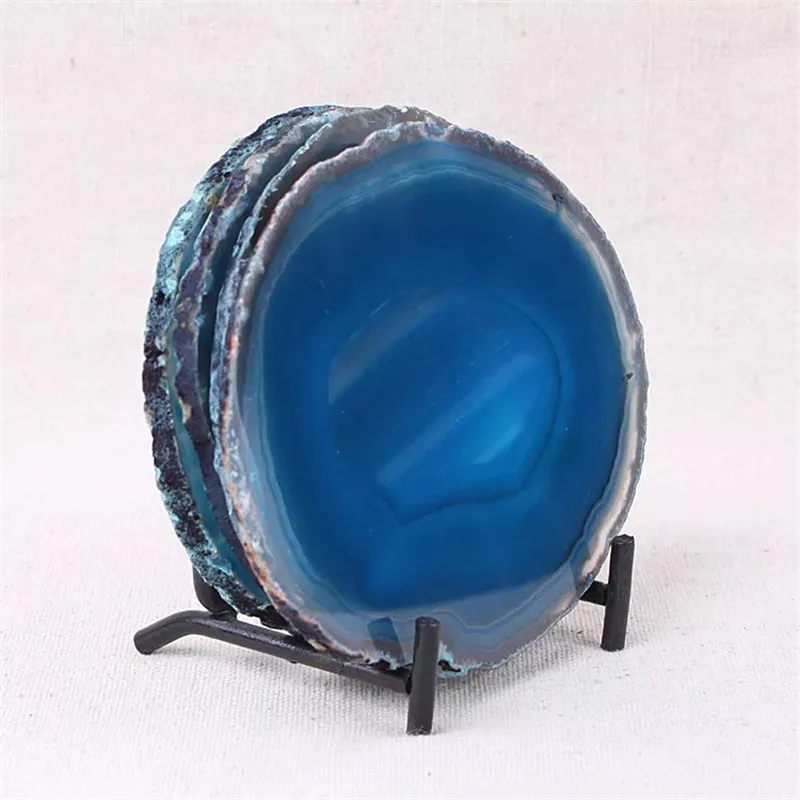 100 мм большой синий Агат срез жеоды полированный кристалл кварца 1 шт.|Камни| |