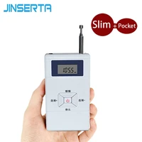 jinserta mini fm transmitter personal radio station stereo audio converter 70mhz 108mhz for portable receiver
