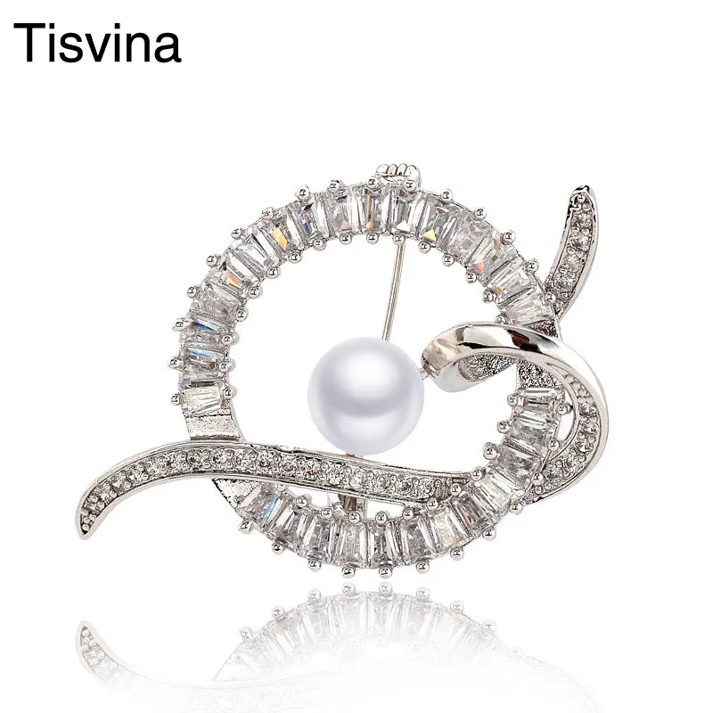 Tisvina 2018 новые булавки и броши для женщин с натуральным пресноводным жемчугом