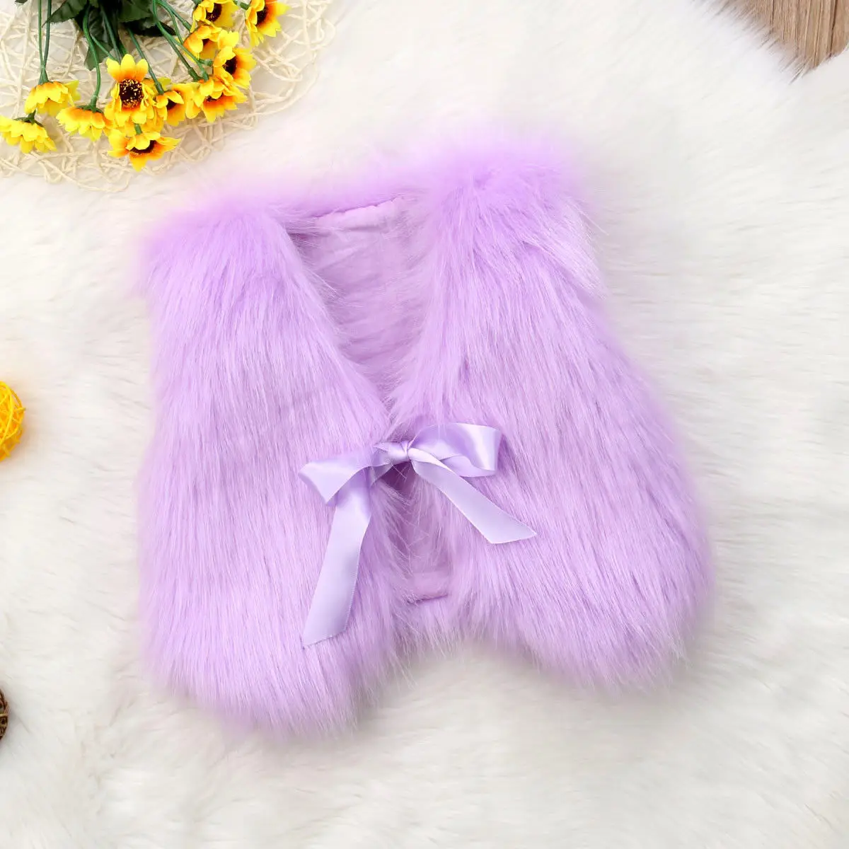 Осенний детский меховой жилет для маленьких девочек теплое зимнее пальто