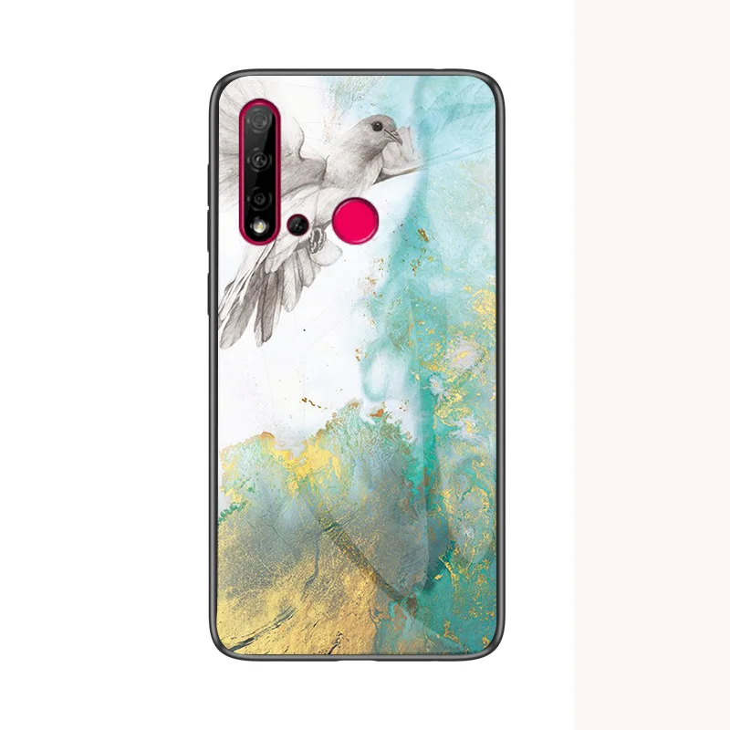 Модный чехол из закаленного стекла для huawei P20 Lite, мягкий силиконовый защитный чехол для телефона P20 Lite - Color: Pigeon