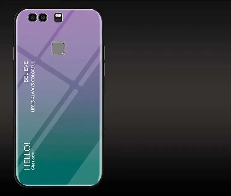 style 02 For Huawei P9 P9Plus Case Luxury Hard Tempered Glass Fashion Gradient Protective Back Cover case For huawei p9 plus shell - Цвет: style 02