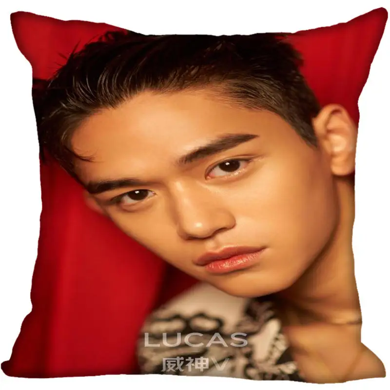7 Fan Xi, хит, на заказ, KPOP NCT Lucas, принтованная шелковая квадратная наволочка, для дома, декоративная, на молнии, атласная наволочка(одна сторона - Цвет: 7