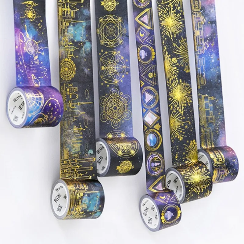 Красивая синяя звезда вселенная горячее тиснение васи лента дети diy дневник