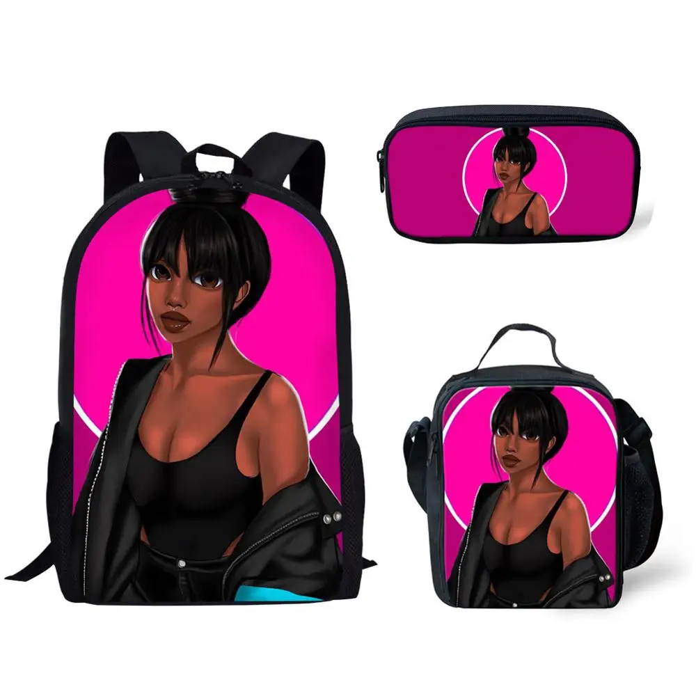 YQ3577CGK FORUDESIGNS/Детская сумка, рюкзак для школы, черный, художественный, Африканский, для девочек, с принтом, школьные сумки для детей, 3 шт./компл. школьный рюкзак - Цвет: YQ3577CGK