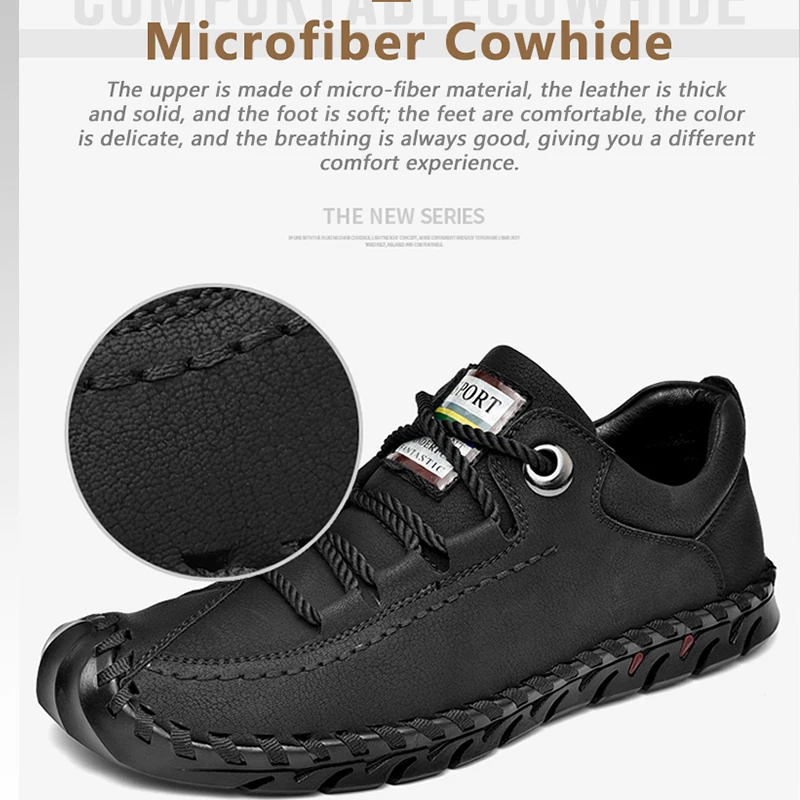 2019 New Fashion Leather Spring Casual Shoes Men's Handmade Vintage Loafers Men Flats Hot Sale Moccasins Sneakers Big Size | Обувь