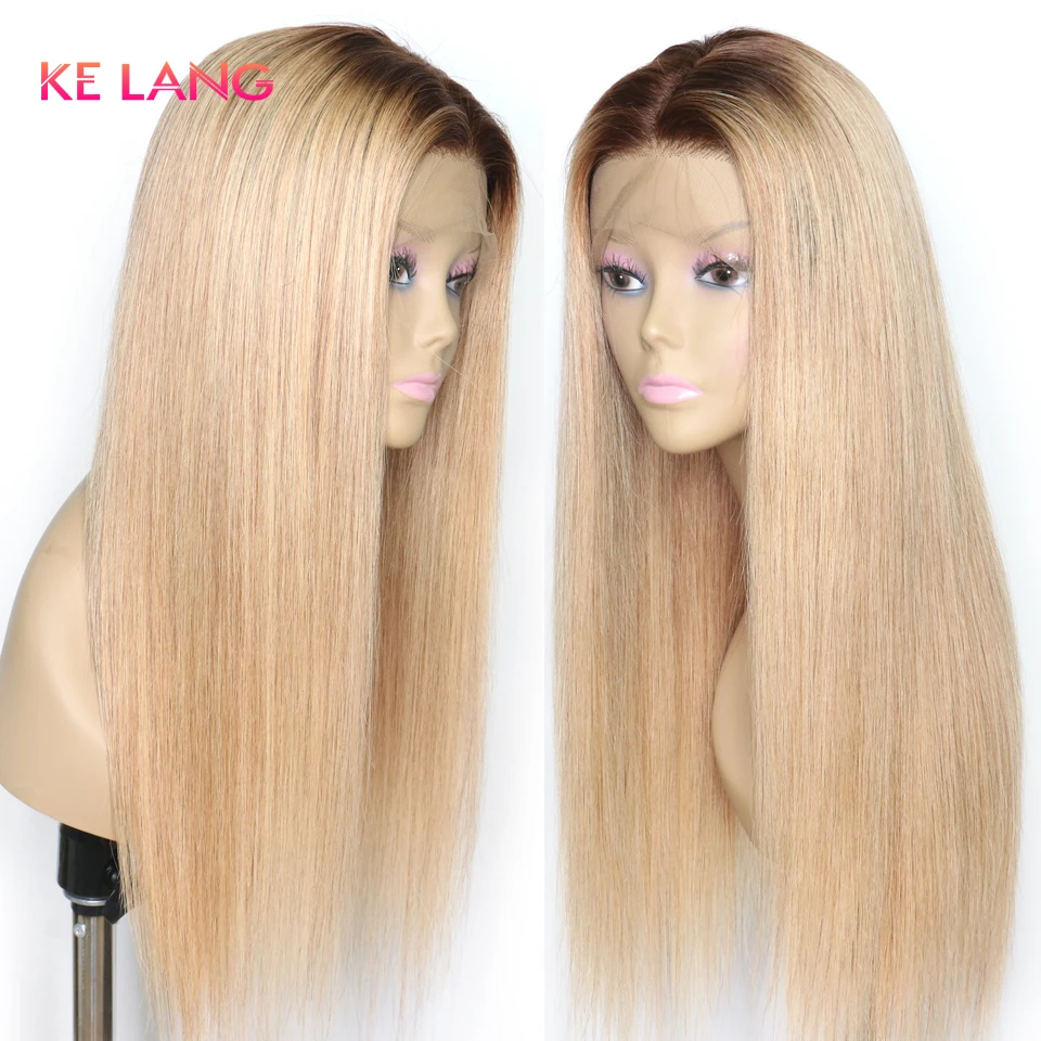 Т4/27 блонд Омбре цвет Remy бразильский прямой парик длинные предварительно