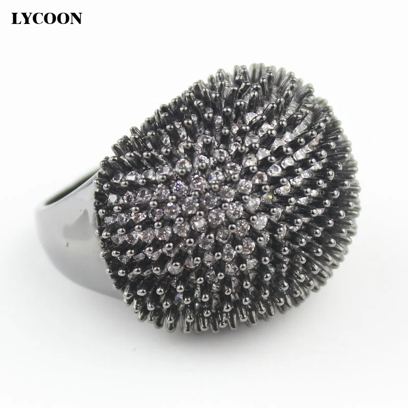 Новые элегантные черные кольца LYCOON в форме шарика для ногтей с черным покрытием