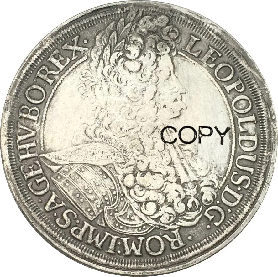 Австрия Habsburg 1 Thaler Leopold I Vienna 1695 латунные посеребренные копии монет|copy coins|copy 1:1brass